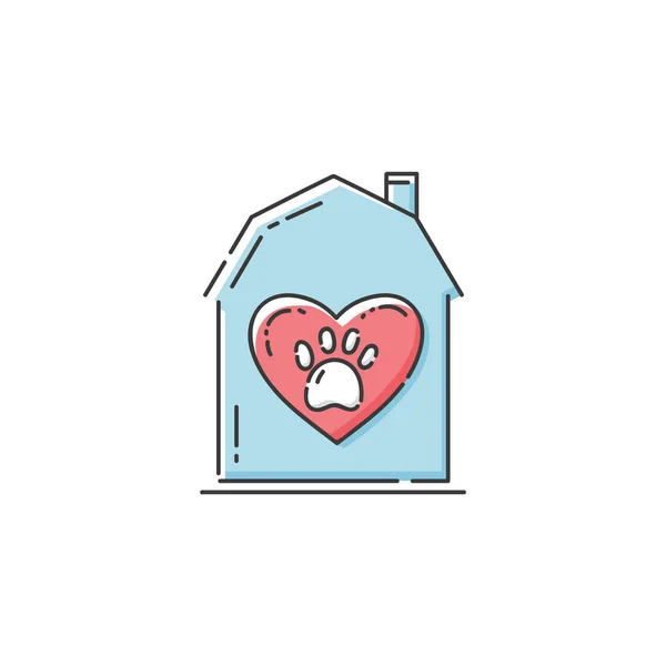 Homeless animals icon with heart and dogs pow the sketch illustration isolated.
