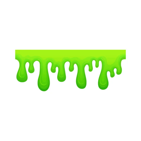 緑の滴を流れる水平粘着性のスライム. — ストックベクタ