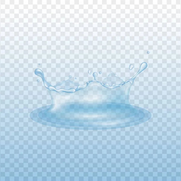 사실적인 스타일의 크라운 모양의 순수한 푸른 물 튀김 — 스톡 벡터