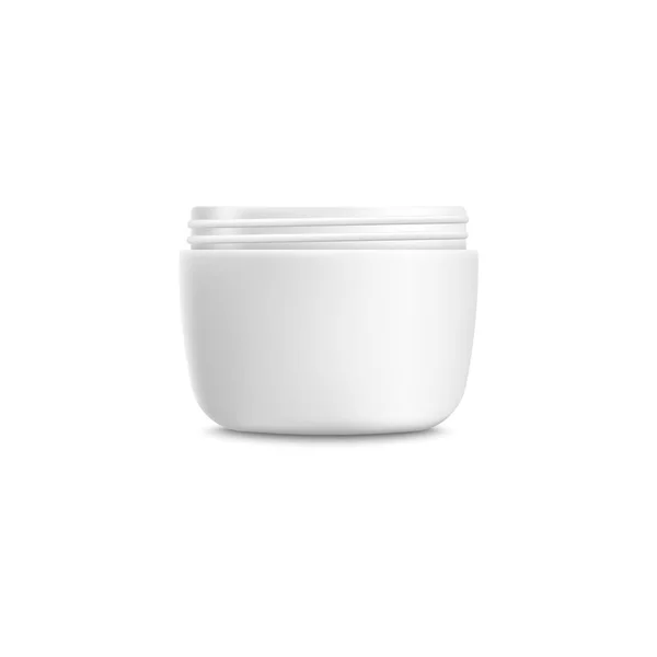 Weiße Cremeglas-Attrappe ohne Deckel, realistisch geöffnetes Gefäß für die Gesichtsfeuchtigkeit — Stockvektor