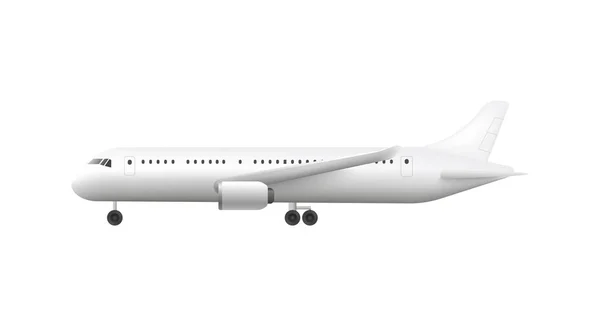 Vue latérale de l'avion ou plan blanc illustration vectorielle 3d modèle isolé . — Image vectorielle