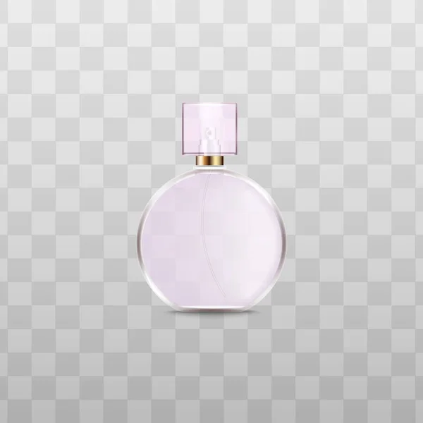 Frasco de perfume redondo rosa con tapa cuadrada — Vector de stock