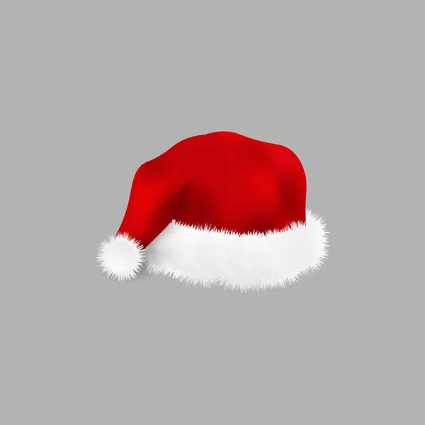 Red Santa hat - illustrazione vettoriale isolata realistica . — Vettoriale Stock