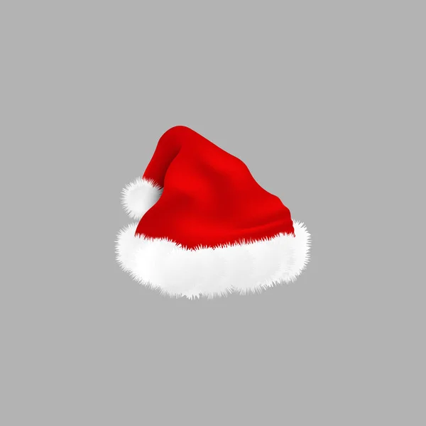 Babbo Natale rosso tradizionale cappello vettoriale illustrazione isolato su trasparente . — Vettoriale Stock