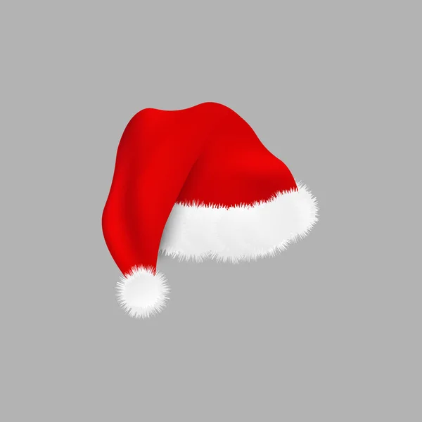 Weihnachten Weihnachtsmann roter Hut Vektor Illustration isoliert auf grauem Hintergrund. — Stockvektor