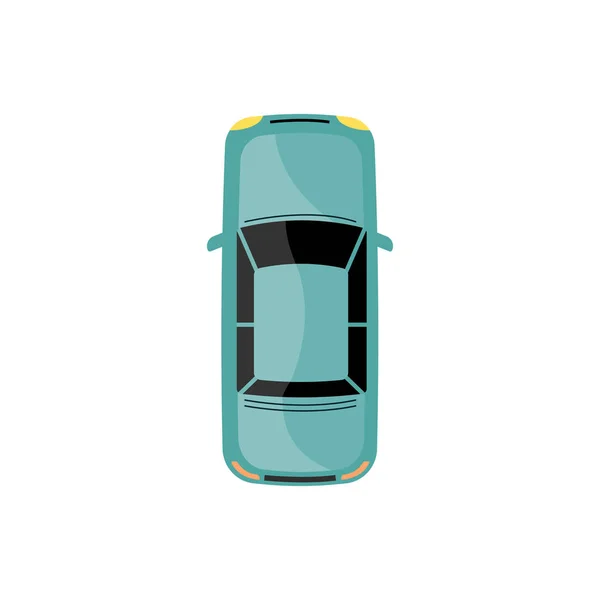 Tal blue color car from top view — стоковый вектор