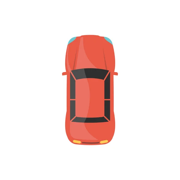 Draufsicht auf roten Sportwagen die flache Stadt Fahrzeug Vektor Abbildung isoliert. — Stockvektor