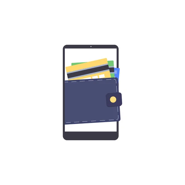 Illustration vectorielle de concept de portefeuille numérique plat isolé sur fond blanc . — Image vectorielle