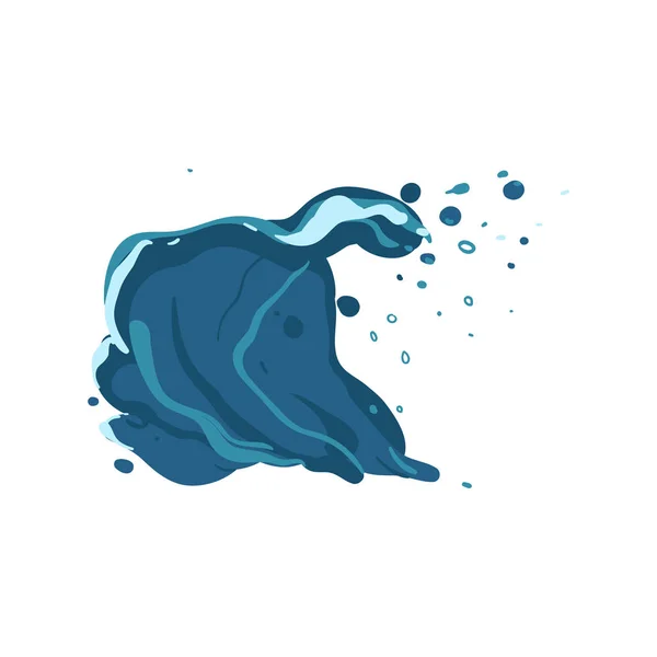 Sea or ocean wave or blue water splash flat cartoon vector illustration isolated. — Stock Vector