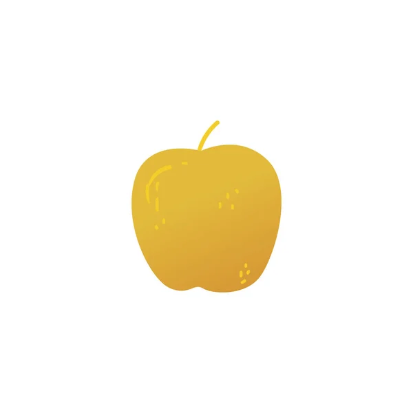 Gul äppel ritning isolerad på vit bakgrund. — Stock vektor