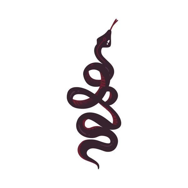 Mano de serpiente peligrosa morada oscura y roja dibujada desde la vista superior — Vector de stock