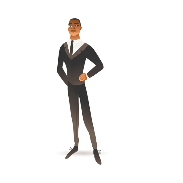 Fekete-afrikai üzletember izolált fehér háttér, üzletember, fekete öltöny — Stock Vector