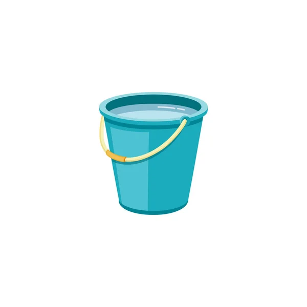 塑料蓝色水桶，带水，用于家庭清洁和家庭清洗. — 图库矢量图片