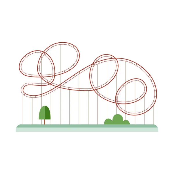 Rollercoaster o parchi di divertimento attrazioni piatto illustrazione vettoriale isolato . — Vettoriale Stock