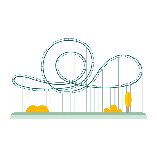 Rollercoaster cartone animato isolato su sfondo bianco, montagne russe geometriche piatte — Vettoriale Stock