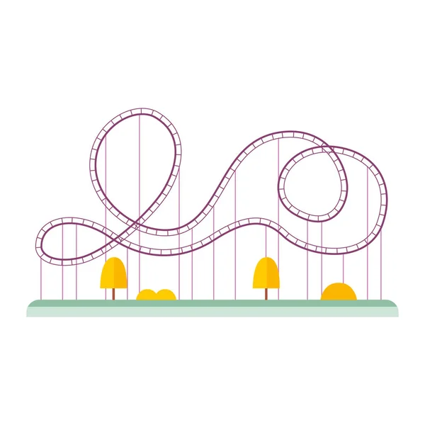 Rollercoaster eller nöjespark attraktion platt vektor illustration isolerad. — Stock vektor