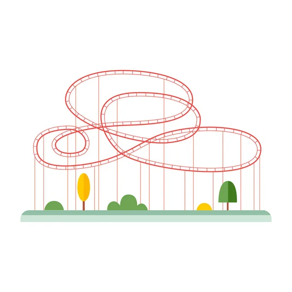 Rollercoaster di parchi di divertimento loop piatto illustrazione vettoriale isolato . — Vettoriale Stock