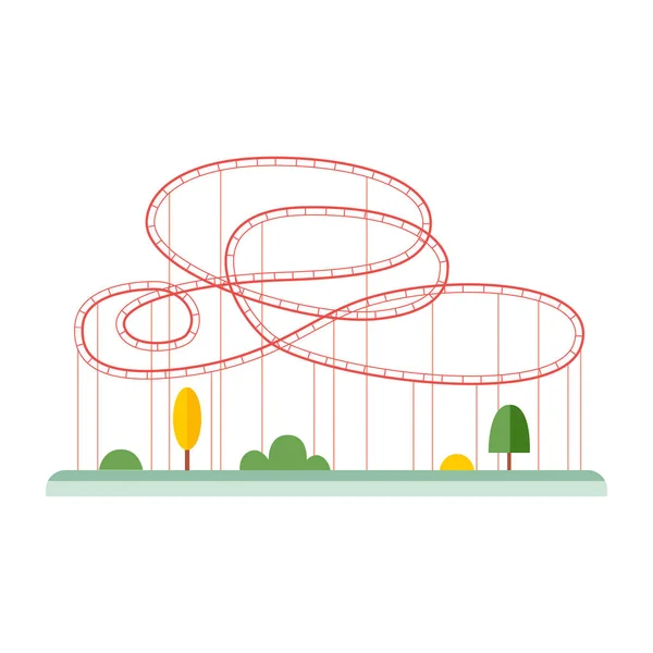 Montaña rusa de parques de atracciones bucles vector plano ilustración aislado . — Archivo Imágenes Vectoriales