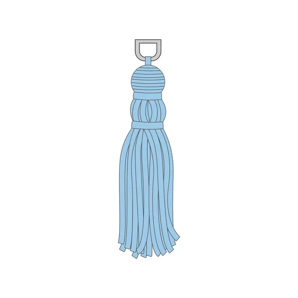 Jasnoniebieski tekstylny pomponem z płynącą spódnicą linową i metalowym zawieszeniem. — Wektor stockowy