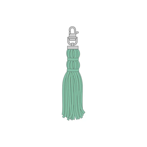 Vintage and retro decor, turquoise tassel with a metal carbine. — Wektor stockowy