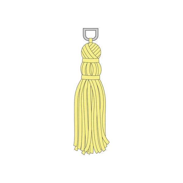 Cepillo amarillo con una franja de hilos en un anillo de metal . — Vector de stock