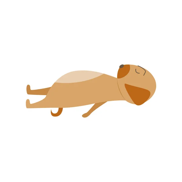 Симпатичный щенок расслабляющая закладка в йоге представляет собой плоскую иллюстрацию вектор мультфильма изолированы . — стоковый вектор