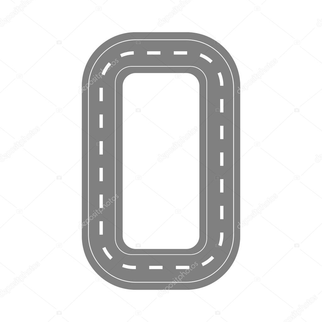 A circular airport runway for landing and taking off an airplane flight from the air.