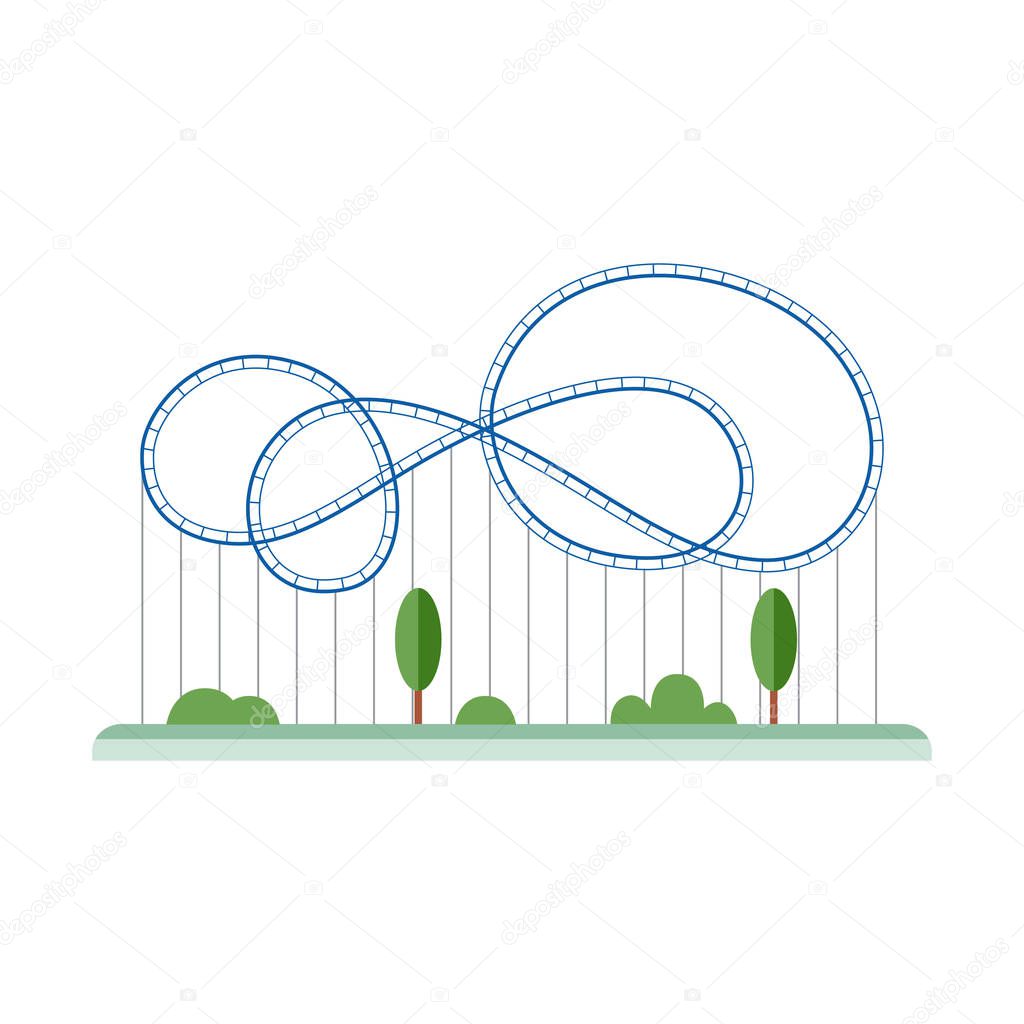 Blue cartoon rollercoaster with empty looping rail track