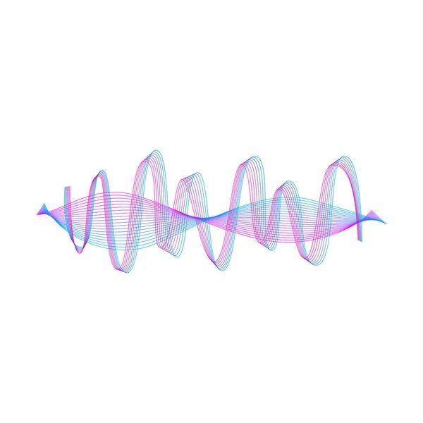 Amplitude da onda sonora - ilustração vetorial isolada da linha de onda gradiente moderna —  Vetores de Stock