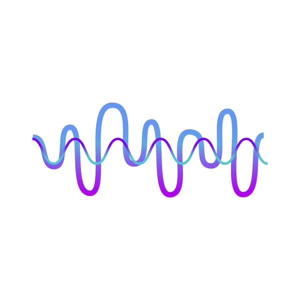 Curvas líneas de pulso de onda sonora con gradiente moderno azul y púrpura — Vector de stock