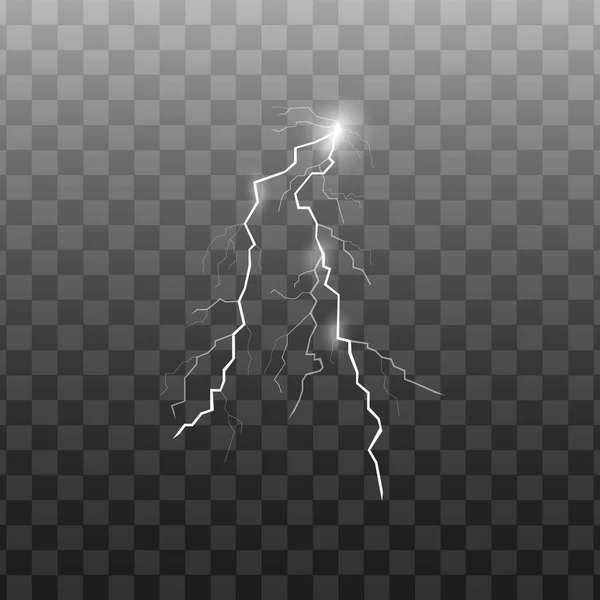 Stormy relâmpago flash 3d vetor ilustração isolado no fundo transparente . — Vetor de Stock