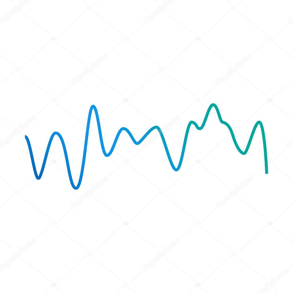 Sound wave pulse line with blue and green colorful gradient