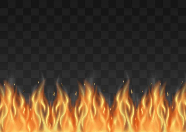 Ligne de feu réaliste isolée sur fond transparent foncé — Image vectorielle
