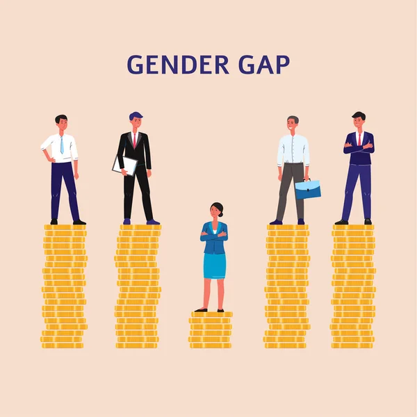Gender Gap und Ungleichheit im Gehaltskonzept Flat Vector Illustration isoliert. — Stockvektor