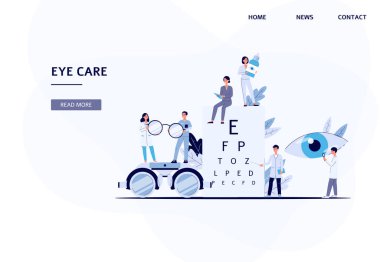 Banner and landing page for the clinic and hospital of ophthalmology. clipart