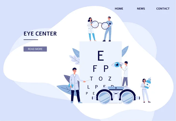 Eye center - banner de página de destino plana para clínica médica oftalmologista — Vetor de Stock