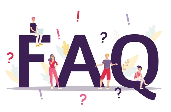 Business FAQ concept van veel gestelde vragen platte vector illustratie geïsoleerd. — Stockvector
