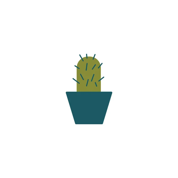 Zimmerpflanze Kaktus im Topf flache Cartoon Vektor Illustration isoliert auf weiß. — Stockvektor