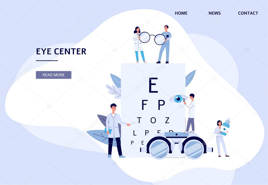 Eye center - flat landing page banner for ophthalmologist doctor clinic