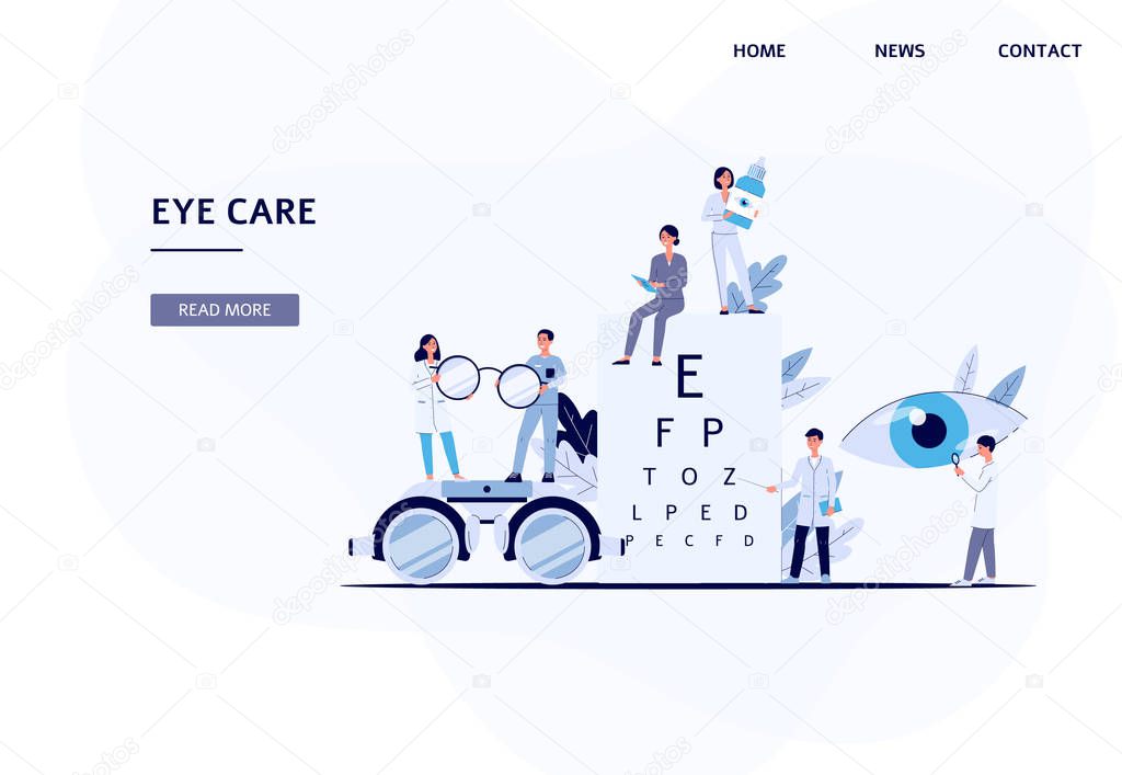 Banner and landing page for the clinic and hospital of ophthalmology.