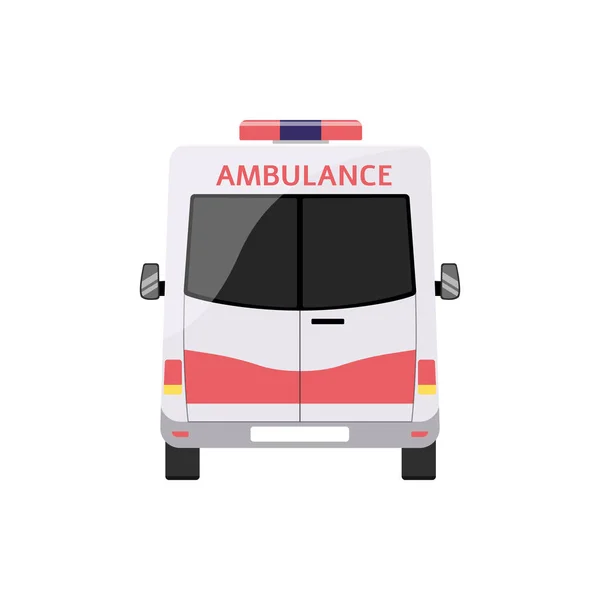 Ambulance nouzové služby auto přední pohled plochý vektor ilustrace izolované. — Stockový vektor