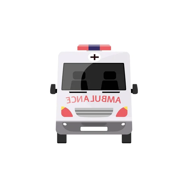 Emergency ambulance car from front view - white medical transportation vehicle — Stock Vector