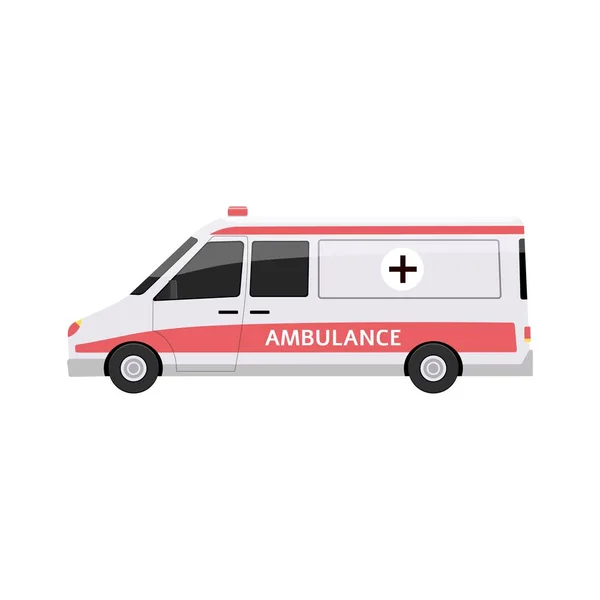 Ambulância vista lateral do carro - ilustração vetorial cartoon plana — Vetor de Stock