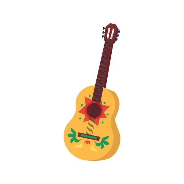 Mexikanische Gitarre für cinco de mayo holiday flat Vektor Illustration isoliert. — Stockvektor