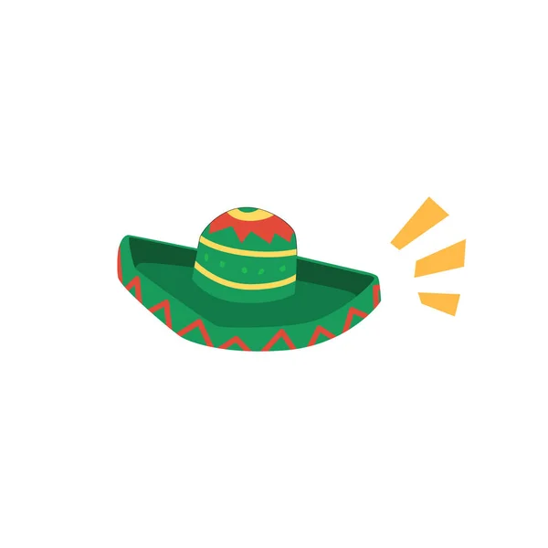 Sombrero mexicano verde isolado no fundo branco — Vetor de Stock