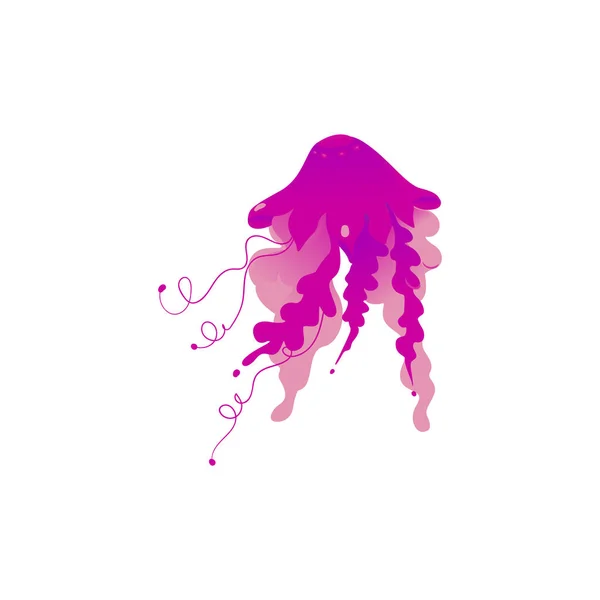 紫色粉红水母画，白色背景分离 — 图库矢量图片