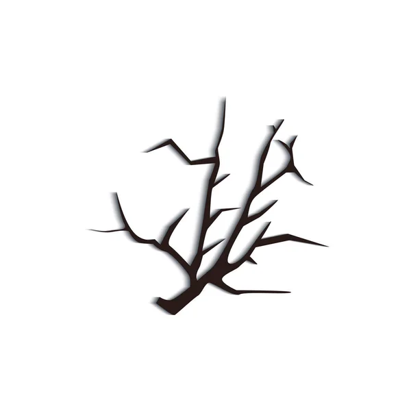 Black dead tree branch silhouette isolated on white background — Stock Vector