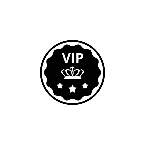 Izolovaná ikona odznaku Vip se symbolem koruny a hvězdami na plochém kulatém rámu — Stockový vektor