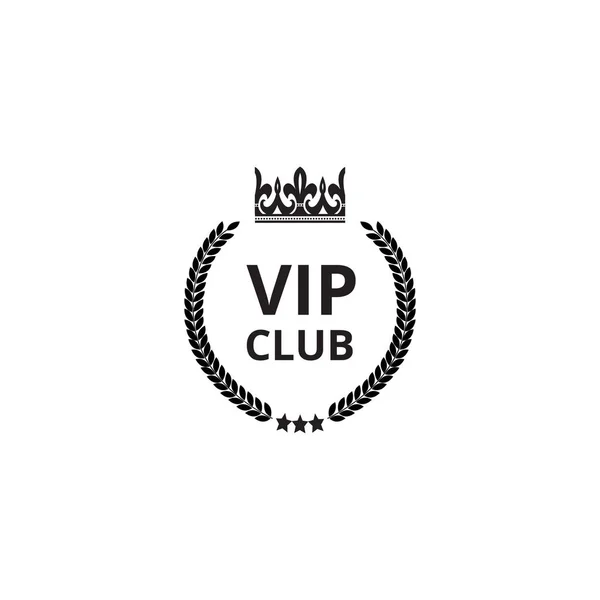 VIP клуб икона с короной силуэт и круглый венок изолированы на белом фоне — стоковый вектор