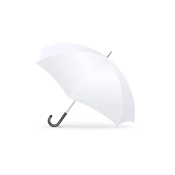 Protective white open umbrella side view 3d realistic vector illustration isolated. — Stock Vector